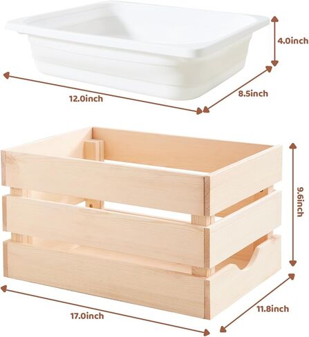 Beright Wooden Crates with a Storage Bin, Knagglig Box, Decorative Wood Crates Box, Wooden Storage Box for Kitchen, Bedroom, Closet, Rustic Country Decor in Kuwait