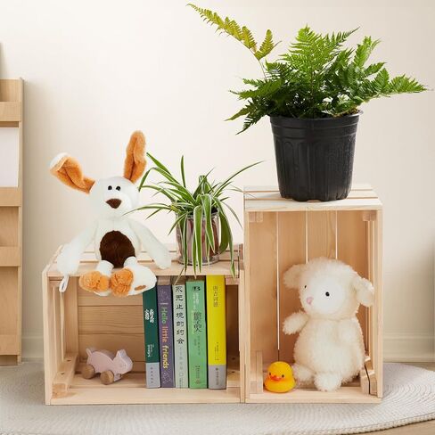 Beright Wooden Crates with a Storage Bin, Knagglig Box, Decorative Wood Crates Box, Wooden Storage Box for Kitchen, Bedroom, Closet, Rustic Country Decor in Kuwait