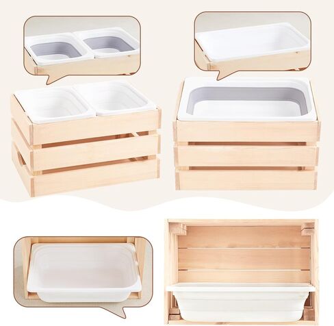 Beright Wooden Crates with a Storage Bin, Knagglig Box, Decorative Wood Crates Box, Wooden Storage Box for Kitchen, Bedroom, Closet, Rustic Country Decor in Kuwait