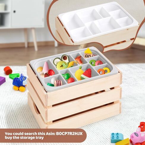 Beright Wooden Crates with a Storage Bin, Knagglig Box, Decorative Wood Crates Box, Wooden Storage Box for Kitchen, Bedroom, Closet, Rustic Country Decor in Kuwait