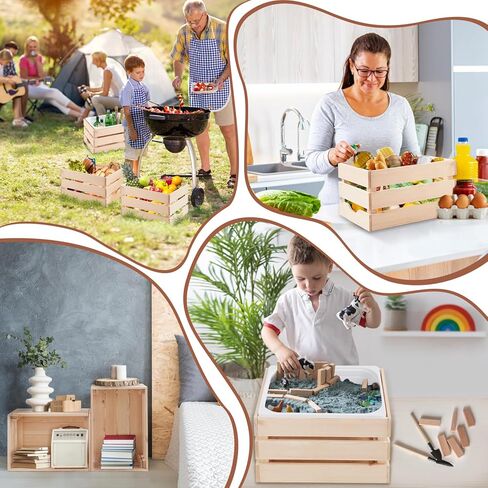 Beright Wooden Crates with a Storage Bin, Knagglig Box, Decorative Wood Crates Box, Wooden Storage Box for Kitchen, Bedroom, Closet, Rustic Country Decor in Kuwait