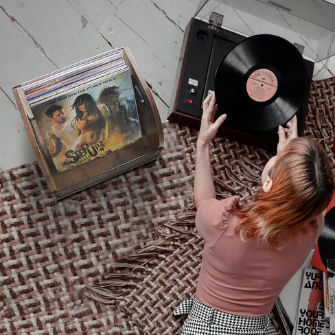 تخزين سجلات الفينيل، صناديق تسجيل للفينيل، حامل تسجيلات خشبي LP لتخزين سجلات الفينيل يحمل ما يصل إلى 50 سجلًا، ويأتي مع 13 قطعة من فواصل تسجيلات الفينيل A-Z. in Saudi Arabia