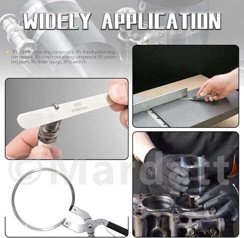مجموعة أدوات ضاغط حلقة المكبس 8 قطع 3 بوصة 4 بوصة 6 بوصة مع كماشة حلقة المكبس ومقياس ملمس من الفولاذ المقاوم للصدأ، أداة ضاغط حلقة مكبس محرك السيارة لجنرال موتورز in Kuwait