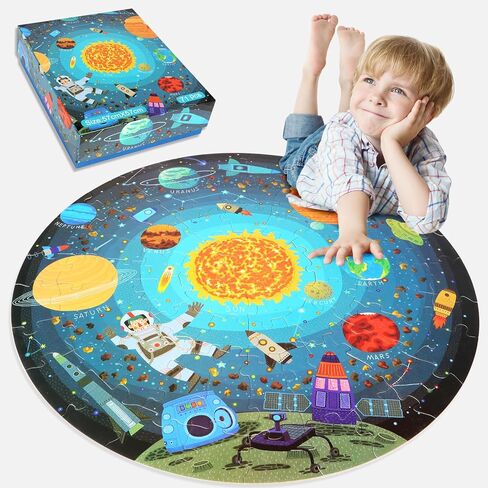 Floor Puzzles for Kids Ages 4-8, 71 Piece Dinosaur Large Jigsaw Puzzle for Kids Ages 4-8, Round Toddler Puzzles Preschool Learning Educational Toys Gift for Boys Girls in Saudi Arabia