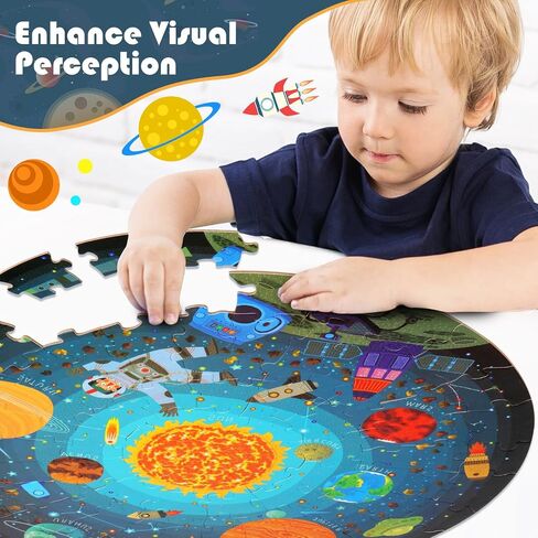 Floor Puzzles for Kids Ages 4-8, 71 Piece Dinosaur Large Jigsaw Puzzle for Kids Ages 4-8, Round Toddler Puzzles Preschool Learning Educational Toys Gift for Boys Girls in Saudi Arabia