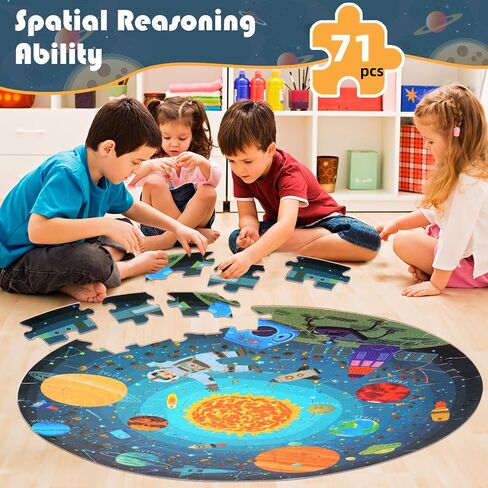 Floor Puzzles for Kids Ages 4-8, 71 Piece Dinosaur Large Jigsaw Puzzle for Kids Ages 4-8, Round Toddler Puzzles Preschool Learning Educational Toys Gift for Boys Girls in Saudi Arabia