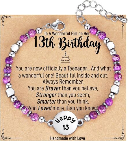 6-21 Year Old Girl Birthday Gifts, Tiny Gemstone Bracelet Happy Birthday Gifts for Girls Daughter Granddaughter Niece Sister Best Friend with Meaningful Gift Card in Saudi Arabia