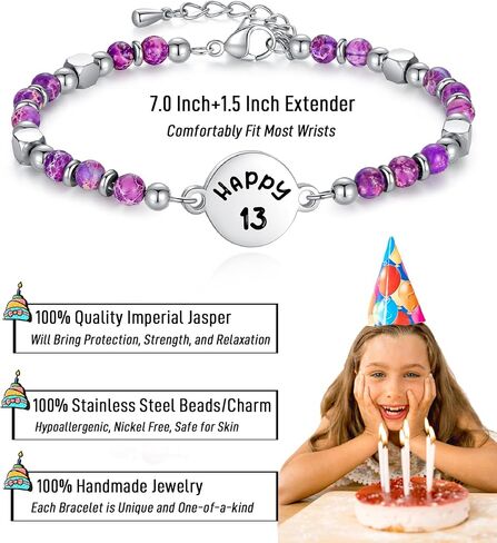 6-21 Year Old Girl Birthday Gifts, Tiny Gemstone Bracelet Happy Birthday Gifts for Girls Daughter Granddaughter Niece Sister Best Friend with Meaningful Gift Card in Saudi Arabia