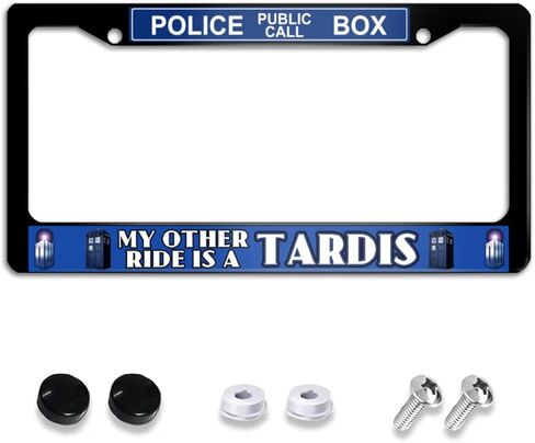 Dr. Who My Other Ride is a Tardis Public Call Box إطار لوحة ترخيص أسود مخصص معدني مقاس 12 بوصة × 6 بوصة in Kuwait