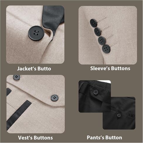 Rogers & Morris Tuxedo Suits for Men Solid 3 Piece Regular Fit Formal Set Peak Lapels One Button Jacket Vest Pants in Saudi Arabia