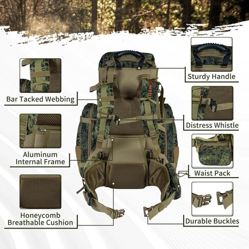 حقيبة ظهر للصيد مع حقيبة صيد يومية لحجرة اللحوم مع حامل بندقية قوس مدمج بإطار من الألومنيوم in Kuwait