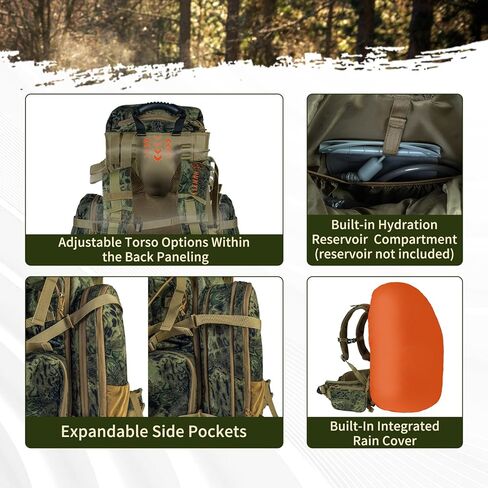 حقيبة ظهر للصيد مع حقيبة صيد يومية لحجرة اللحوم مع حامل بندقية قوس مدمج بإطار من الألومنيوم in Kuwait