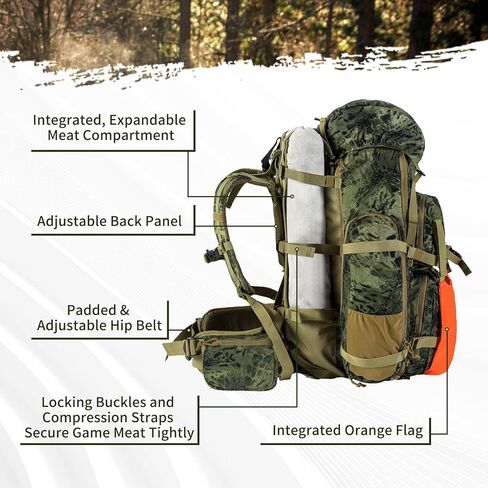 حقيبة ظهر للصيد مع حقيبة صيد يومية لحجرة اللحوم مع حامل بندقية قوس مدمج بإطار من الألومنيوم in Kuwait