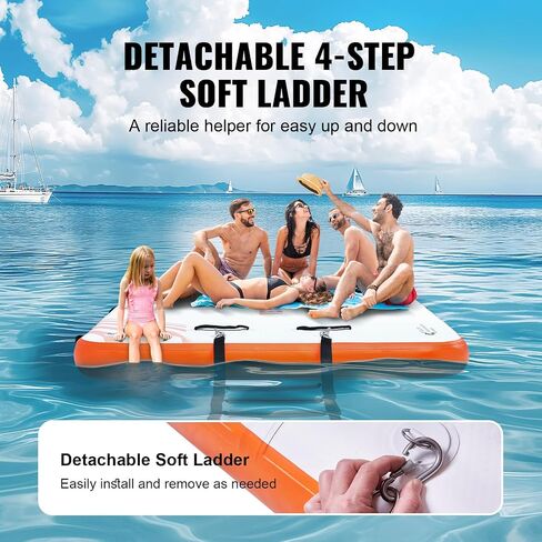 VEVOR Inflatable Floating Dock, Inflatable Dock Platform, Non-Slip Water Floating Dock Mat with Detachable Ladder & Portable Carrying Bag, Floating Platform Island Raft for Ocean Pool Beach in Saudi Arabia