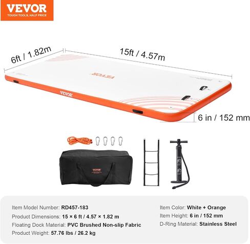 VEVOR Inflatable Floating Dock, Inflatable Dock Platform, Non-Slip Water Floating Dock Mat with Detachable Ladder & Portable Carrying Bag, Floating Platform Island Raft for Ocean Pool Beach in Saudi Arabia