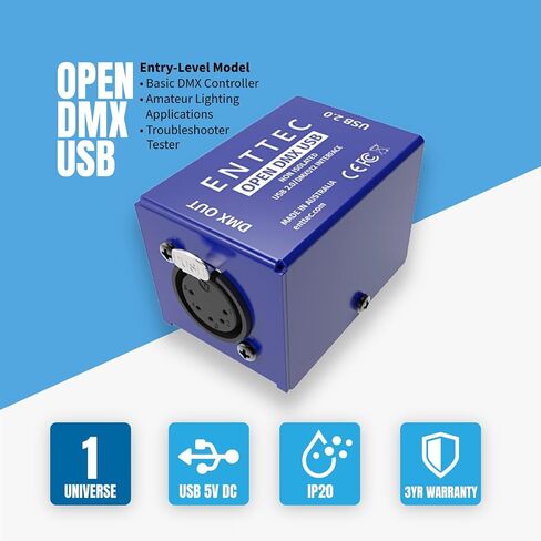ENTTEC 70303 واجهة DMX مفتوحة ومحول SIRS-E 70029 5P ذكر إلى 3P أنثى (حزمة) - نموذج مستوى الدخول in Saudi Arabia