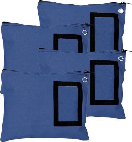 BankSupplies Canvas Zipper Bags | 12W x 9H | Set of 4 | Large Storage Bags | Grommet for Zip Tie & Padlock | 5W x 3H Framed Cardholder | Zipper Closure | Bank Bags in Saudi Arabia