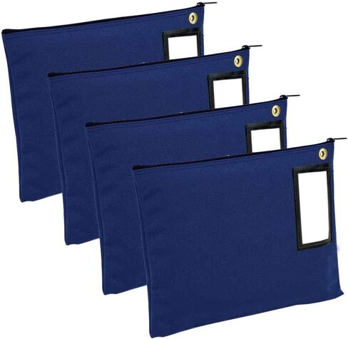 BankSupplies Canvas Zipper Bags | 12W x 9H | Set of 4 | Large Storage Bags | Grommet for Zip Tie & Padlock | 5W x 3H Framed Cardholder | Zipper Closure | Bank Bags in Saudi Arabia