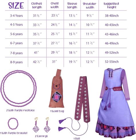 زي Wish Asha للفتيات، فستان الأميرة آشا للأطفال، زي حفلات الهالوين التنكرية وأعياد الميلاد in Kuwait