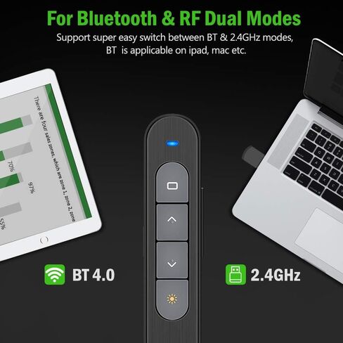 DinoFire Wireless Presenter Remote with Air Mouse, RF 2.4GZ USB Rechargeable Presentation Clicker and Pointer Powerpoint PPT Slide Clicker for Laptop/Computer/MAC in Saudi Arabia