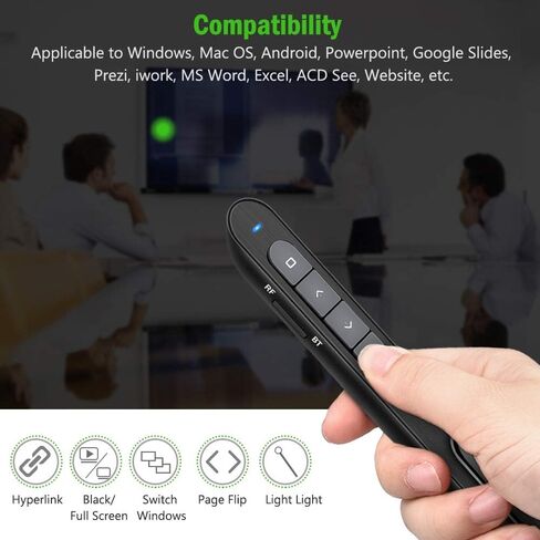 DinoFire Wireless Presenter Remote with Air Mouse, RF 2.4GZ USB Rechargeable Presentation Clicker and Pointer Powerpoint PPT Slide Clicker for Laptop/Computer/MAC in Saudi Arabia