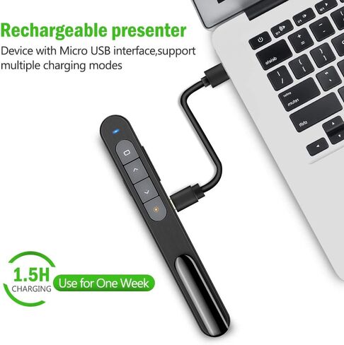 DinoFire Wireless Presenter Remote with Air Mouse, RF 2.4GZ USB Rechargeable Presentation Clicker and Pointer Powerpoint PPT Slide Clicker for Laptop/Computer/MAC in Saudi Arabia