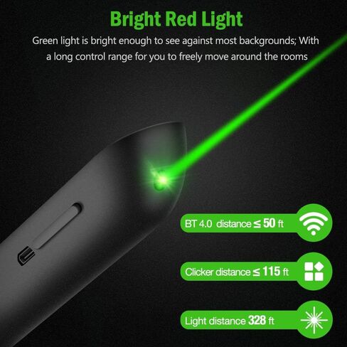 DinoFire Wireless Presenter Remote with Air Mouse, RF 2.4GZ USB Rechargeable Presentation Clicker and Pointer Powerpoint PPT Slide Clicker for Laptop/Computer/MAC in Saudi Arabia