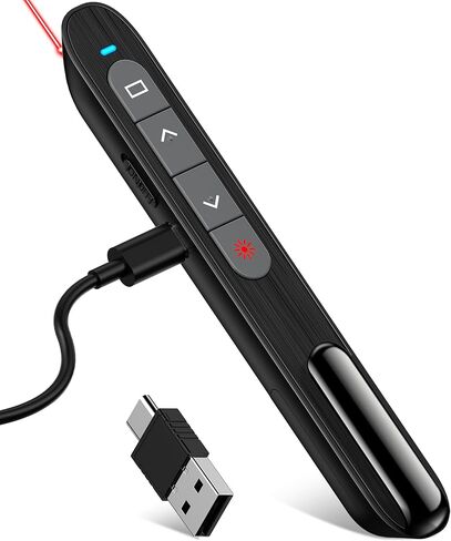 DinoFire Wireless Presenter Remote with Air Mouse, RF 2.4GZ USB Rechargeable Presentation Clicker and Pointer Powerpoint PPT Slide Clicker for Laptop/Computer/MAC in Saudi Arabia