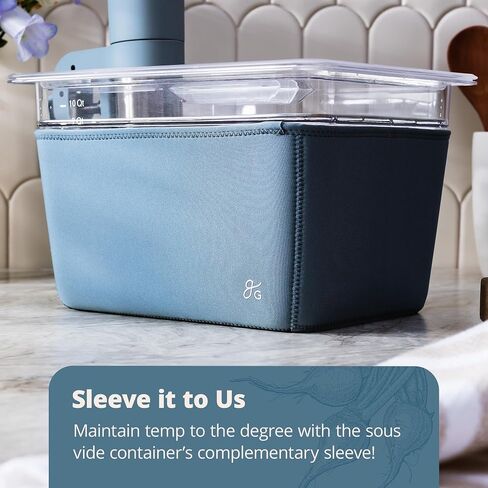 Greater Goods Sous Vide Container 12 Qt with Stainless Steel Rack, Insulation Sleeve, and Lid, Designed in St. Louis (Stone Blue) in Saudi Arabia
