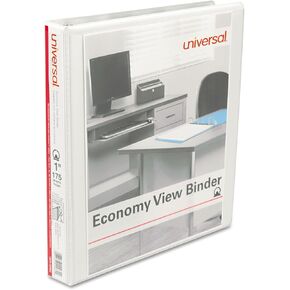 Universal 20962CT Economy Round Ring View Binder, 1" Capacity, White, Pack of 12 in Kuwait