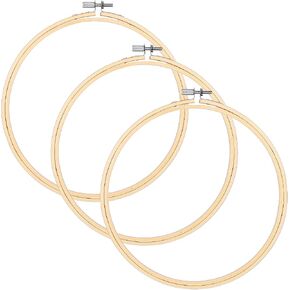 YBEATY 3 Pcs Embroidery Hoops Bamboo Frame Circle Cross Stitch Hoop Ring Adjustable Embroidery Hoops Set Art Craft Handy Sewing Hand Quilting for Home Ornaments (8 inch/ 20cm) in Saudi Arabia