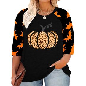 Plus Size Halloween Pumpkin Shirt Women 3/4 Sleeve Tops Its Fall Yall Print Tshirt Thanksgiving Gift in Kuwait