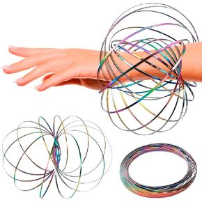 Spinner Ring Arm Toy 5.1" - Rugged, Corrosion Resistant Stainless Steel Geometric Sensory Spring Toy, Changing Colors, Compact Size - Comfortable Fit Magic Flow Bracelet with Calming Effect in Saudi Arabia