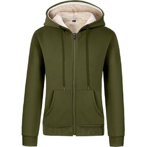 Gihuo Women's Sherpa Lined Hooded Sweatshirt Zip Up Winter Warm Hoodie Comfy Hooded Fleece Jacket in Kuwait