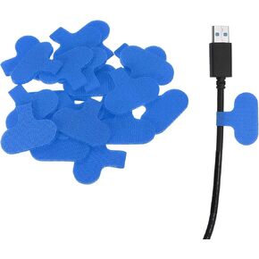 uxcell Cable Labels, 20Pcs Waterproof Cable Tag Writable Wire Labels Self-Adhesive Wire Tags Reusable Hook & Loop for Electronics Computer Cord Management Identification, Blue in Saudi Arabia