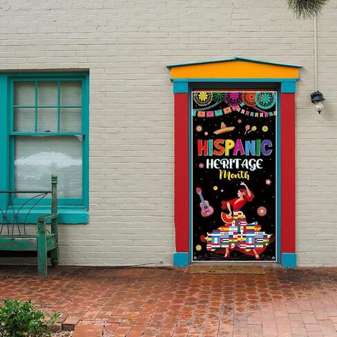Blosssound Hispanic Honorage Door Cover 71 × 35 بوصة إسبانية ديكور الباب لافتة اللغة الإسبانية الأمريكية للاصطدام الأسباني من أصل شهري التراث الأسباني. in Saudi Arabia