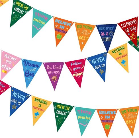 36 PCS Rainbow Classroom Banner Decorations Inspirations Decortations شعرت بإيجابية لافتة تأكيد ملونة in Saudi Arabia