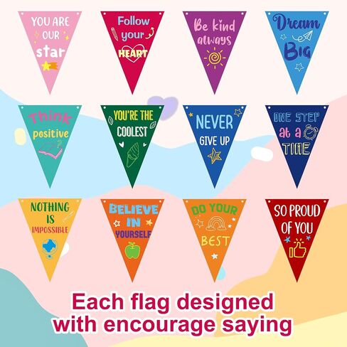 36 PCS Rainbow Classroom Banner Decorations Inspirations Decortations شعرت بإيجابية لافتة تأكيد ملونة in Saudi Arabia