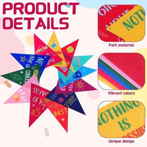 36 PCS Rainbow Classroom Banner Decorations Inspirations Decortations شعرت بإيجابية لافتة تأكيد ملونة in Saudi Arabia