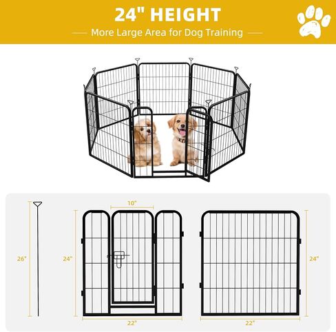 Playpen Dog for Indoor/Outdoor ، 24 inch 8 لوحات جرو Play Pen للداخلية ، الفناء الخلفي ، RV Camping ، قلم تمارين الكلاب الثقيلة للجرو والكلاب الصغيرة in Kuwait