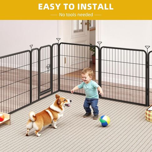 Playpen Dog for Indoor/Outdoor ، 24 inch 8 لوحات جرو Play Pen للداخلية ، الفناء الخلفي ، RV Camping ، قلم تمارين الكلاب الثقيلة للجرو والكلاب الصغيرة in Kuwait