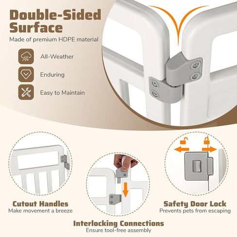 Giantex 8 Panel Dog Playpen ، 32 '' 'سياج أليف بلاستيكي طويل مع باب قابل للقفل ، قلم تمرين محمول داخلي في الهواء الطلق للكلاب المتوسطة ، قابلة للتكوين في مربع ، مستطيل أو تصميم على شكل منزل in Saudi Arabia