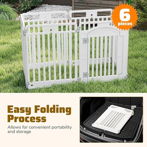 Giantex 8 Panel Dog Playpen ، 32 '' 'سياج أليف بلاستيكي طويل مع باب قابل للقفل ، قلم تمرين محمول داخلي في الهواء الطلق للكلاب المتوسطة ، قابلة للتكوين في مربع ، مستطيل أو تصميم على شكل منزل in Saudi Arabia