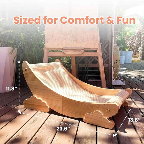 Sisal Cat Scratcher Bed Scratch Chair Aesthetic Cat Lounger Natural Wood Scratch Post Replaceable Sisal Mat with Catnip and Felt Pads,Medium Size(Cloud Edge) in Kuwait