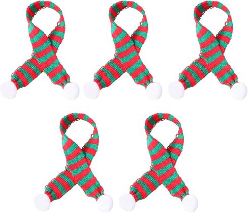 5 Pcs 2x30cm Christmas Mini Scarf DIY Hairball Knitted Doll Clothes Accessory Wine Bottle Neckerchief Little Snowman Decor (Red and Green) in Saudi Arabia