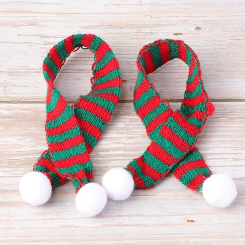 5 Pcs 2x30cm Christmas Mini Scarf DIY Hairball Knitted Doll Clothes Accessory Wine Bottle Neckerchief Little Snowman Decor (Red and Green) in Saudi Arabia