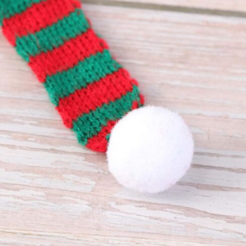 5 Pcs 2x30cm Christmas Mini Scarf DIY Hairball Knitted Doll Clothes Accessory Wine Bottle Neckerchief Little Snowman Decor (Red and Green) in Saudi Arabia
