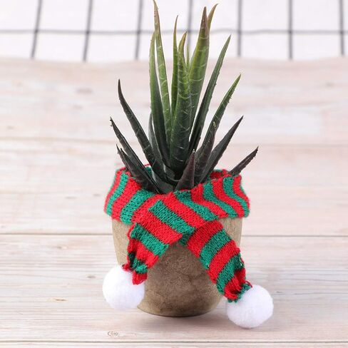 5 Pcs 2x30cm Christmas Mini Scarf DIY Hairball Knitted Doll Clothes Accessory Wine Bottle Neckerchief Little Snowman Decor (Red and Green) in Saudi Arabia
