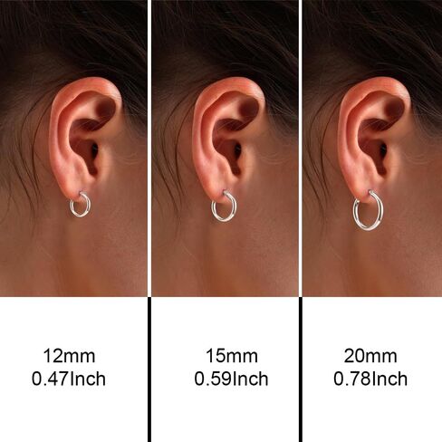 Charmsy SMALL Set of 3 Pairs 925 Sterling Silver Hoop Earrings Round Basic Classic Twisted Textured Hoop Earrings for Women Teen in Kuwait