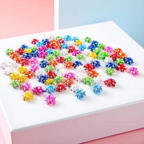 yxinjy 50 PCS ملونة 1 بوصة أقواس الهدايا مصغرة أقواس عيد الميلاد المعدنية نجم أقواس الحفلات الافتراء أقواس العطلة اللاصقة أقواس لعيد الحب ، لوازم الهدايا in Saudi Arabia